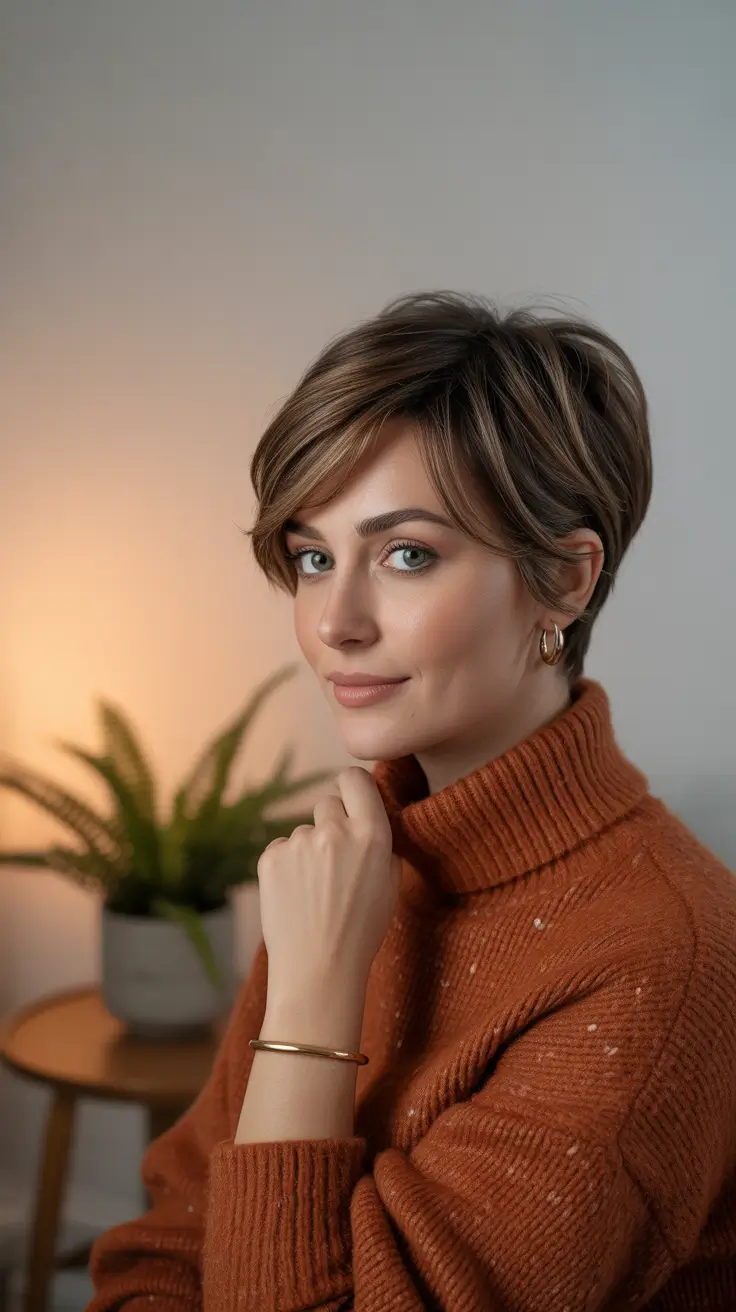 fall and winter haircuts 2025 Soft Pixie with Grown-Out Layers