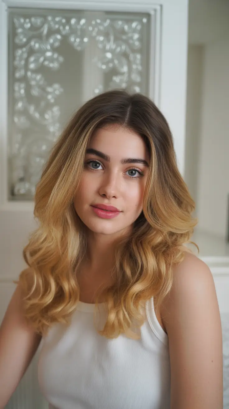 fall and winter haircuts 2025 Warm Ombre with Rounded Mid-Length Layers