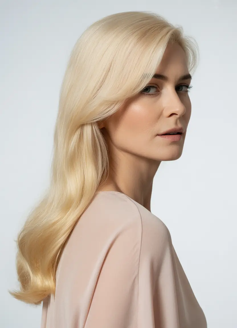 fall and winter haircuts 2025 Classic Ice Blonde With Sculpted Movement