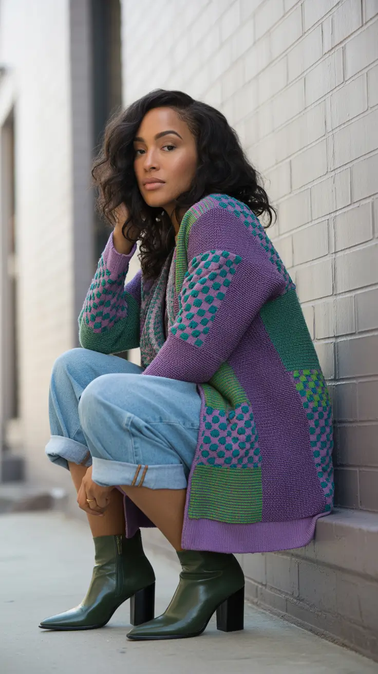 winter outfits blackgirl 2025-2026 Textured Layers With Bold Knits