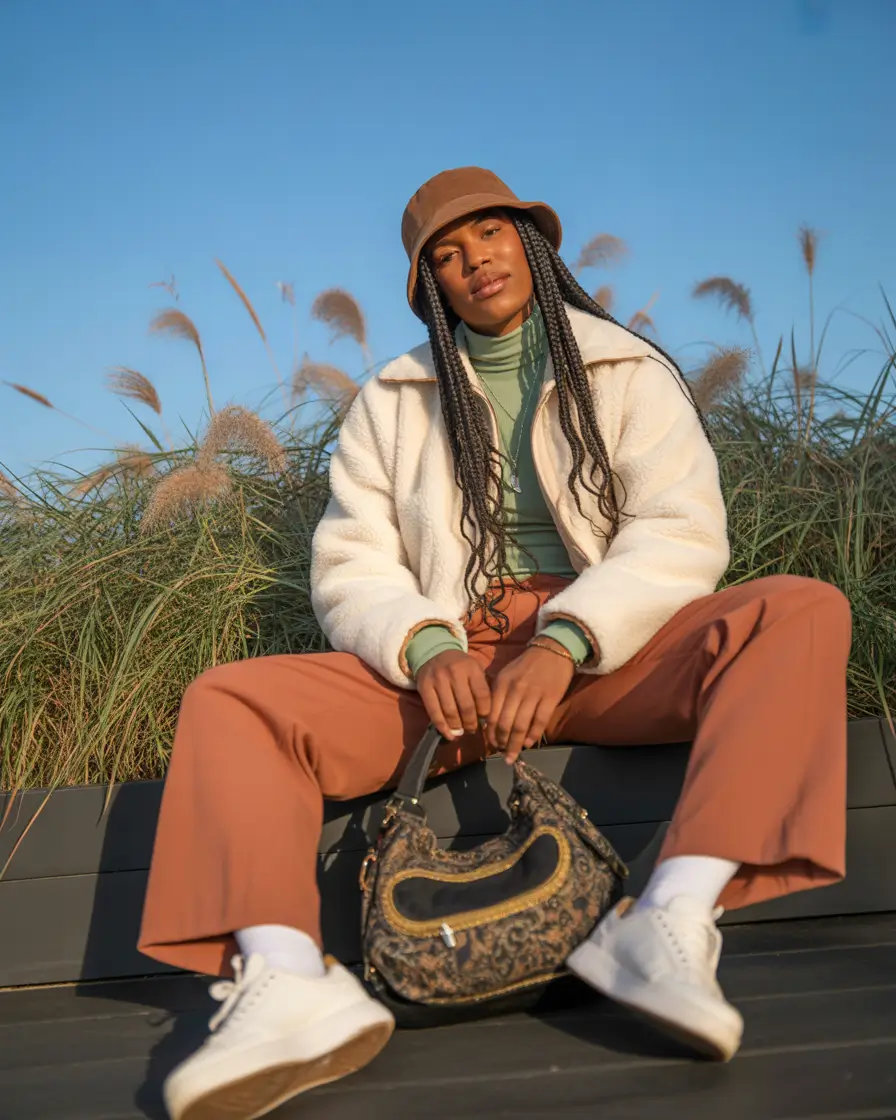 winter outfits blackgirl 2025-2026 Laid-Back in Terracotta