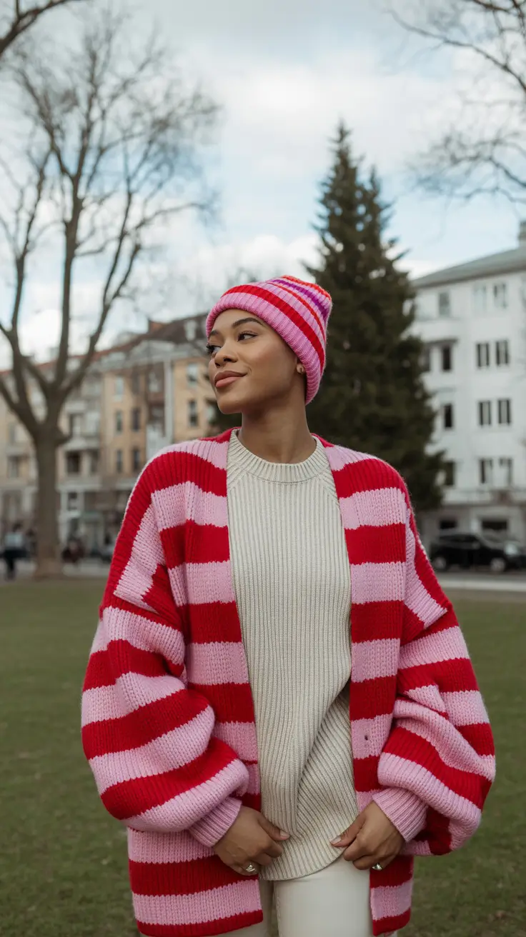 winter outfits blackgirl 2025-2026 Valentine Stripes for Everyday Chill