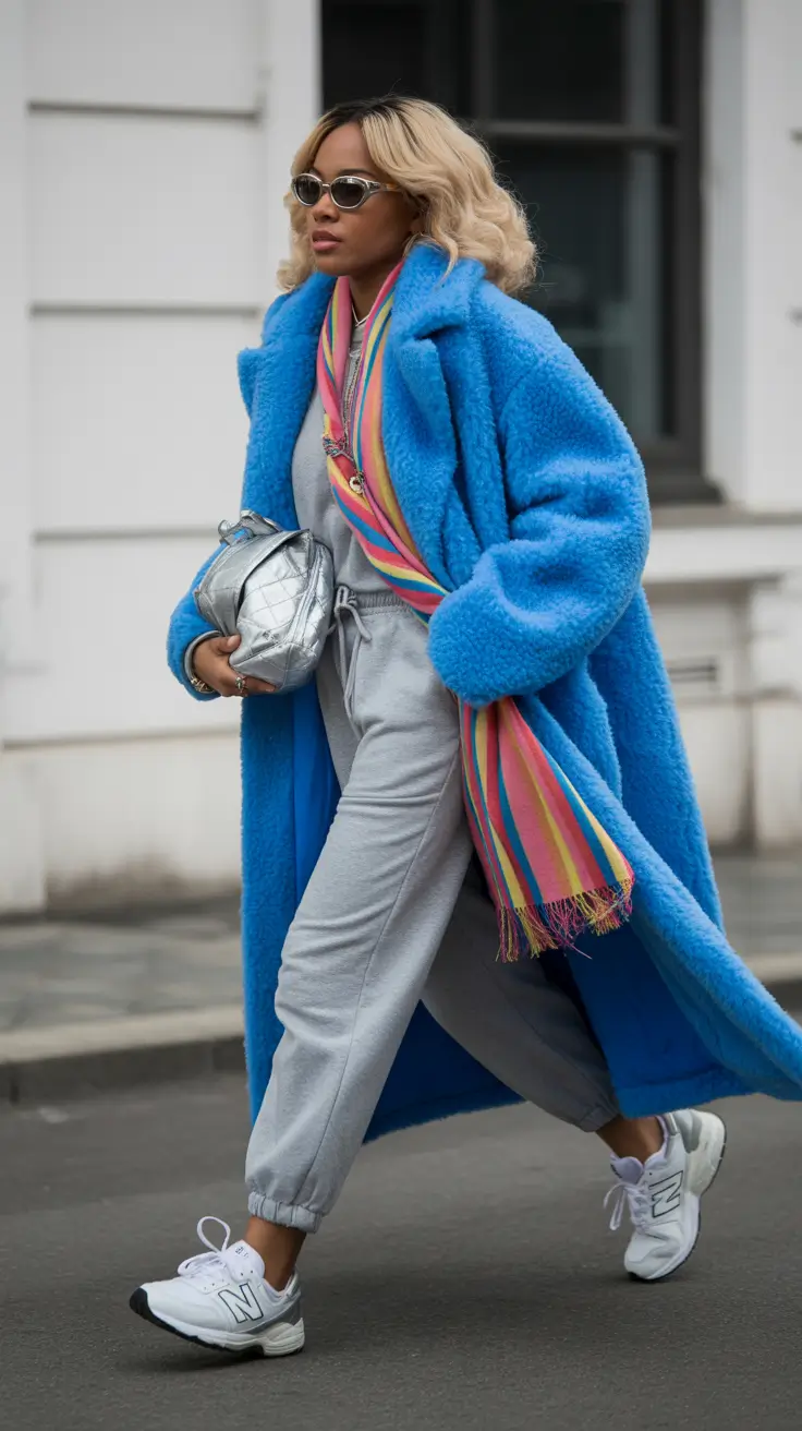 winter outfits blackgirl 2025-2026 Blue Bubble Coat and Elevated Athleisure