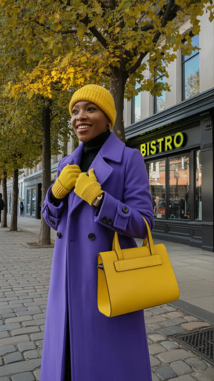 winter outfits blackgirl 2025-2026 Purple Power with Yellow Accents