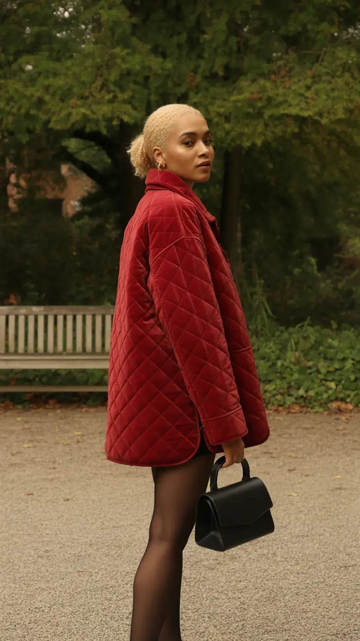 winter outfits blackgirl 2025-2026 Quilted Red and Sheer Boldness