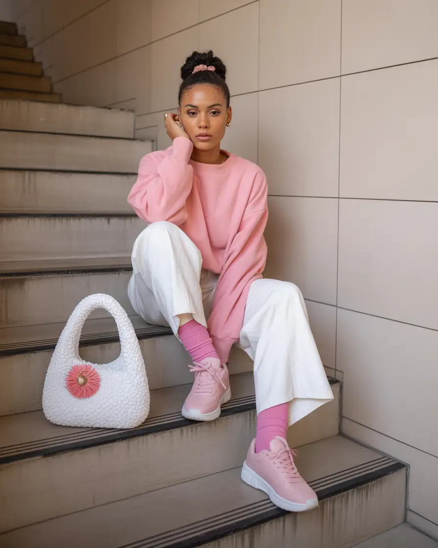 winter outfits blackgirl 2025-2026 Pink Layers & Cozy Basics