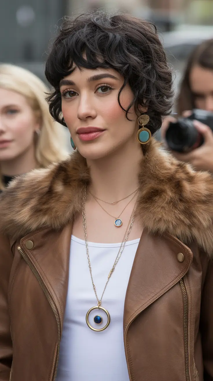 winter pixie haircuts 2025-2026 Messy Curly Pixie with Volume