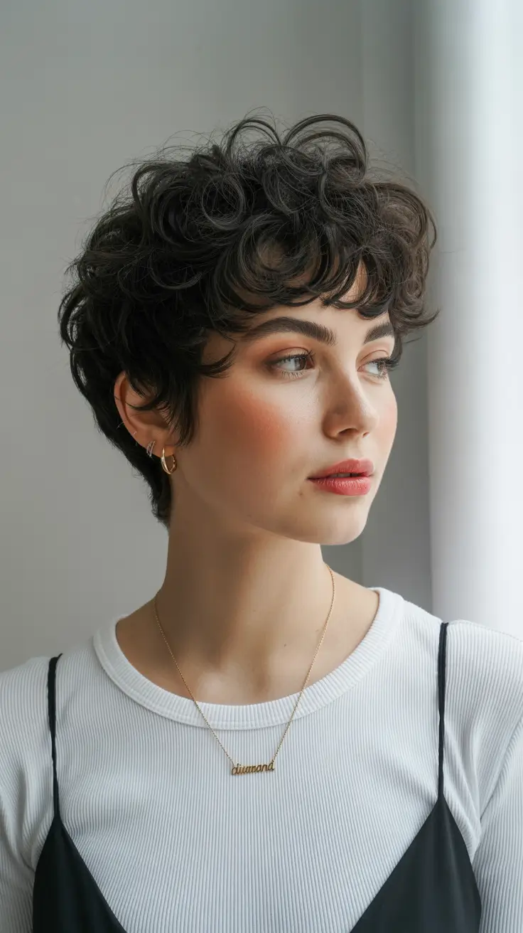 winter pixie haircuts 2025-2026 Curly Crop Charm