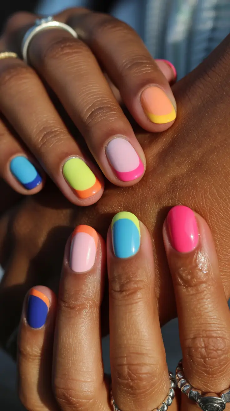 Color Block Nail Ideas for Fall 2025 Playful Color-Blocked Tips