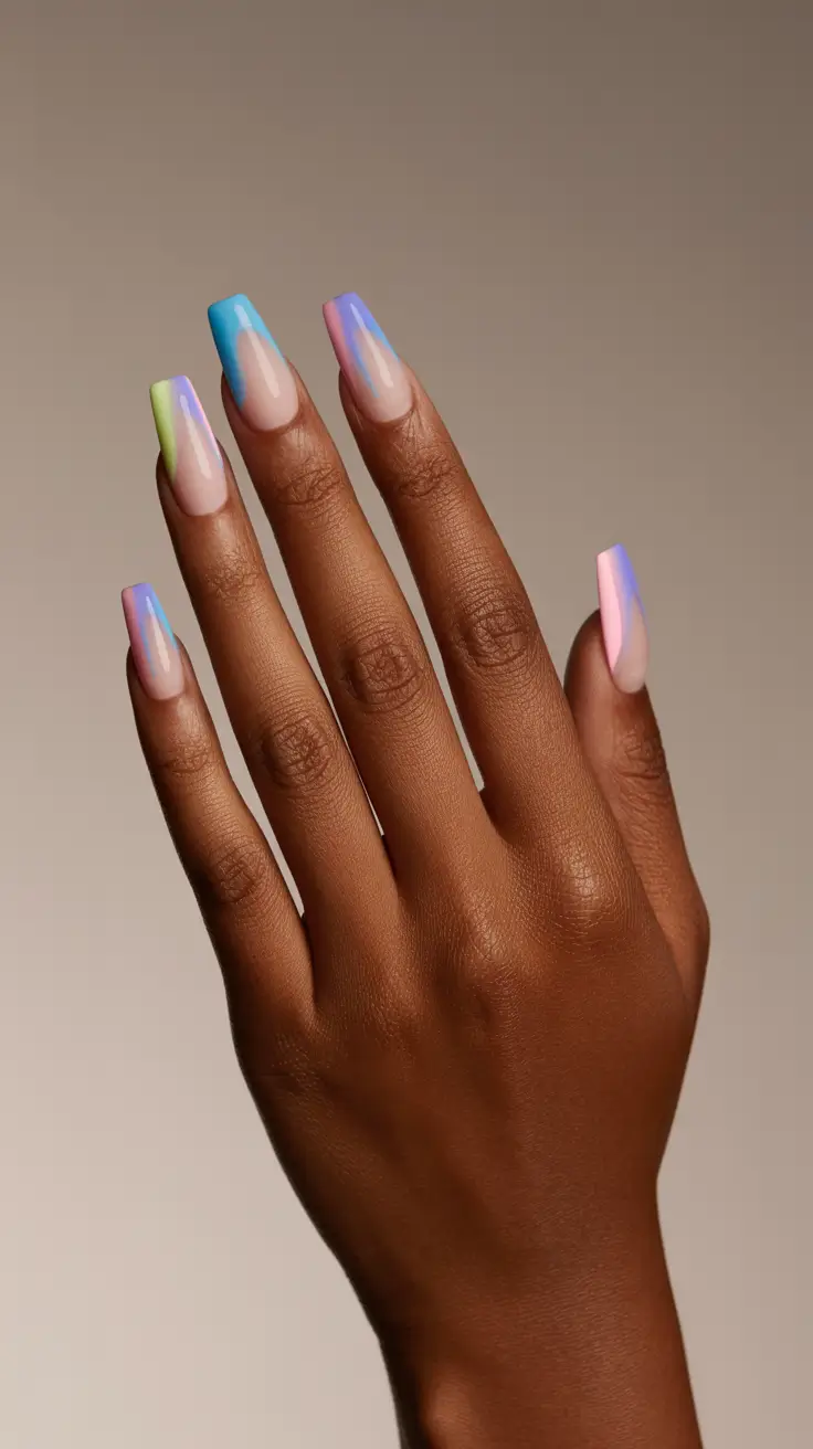 Color Block Nail Ideas for Fall 2025 Soft Gradient Chrome Tips