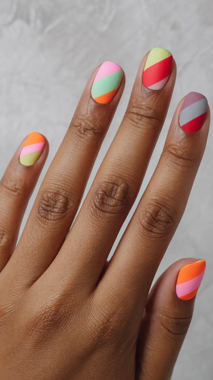 Color Block Nail Ideas for Fall 2025 Diagonal Brights That Pop