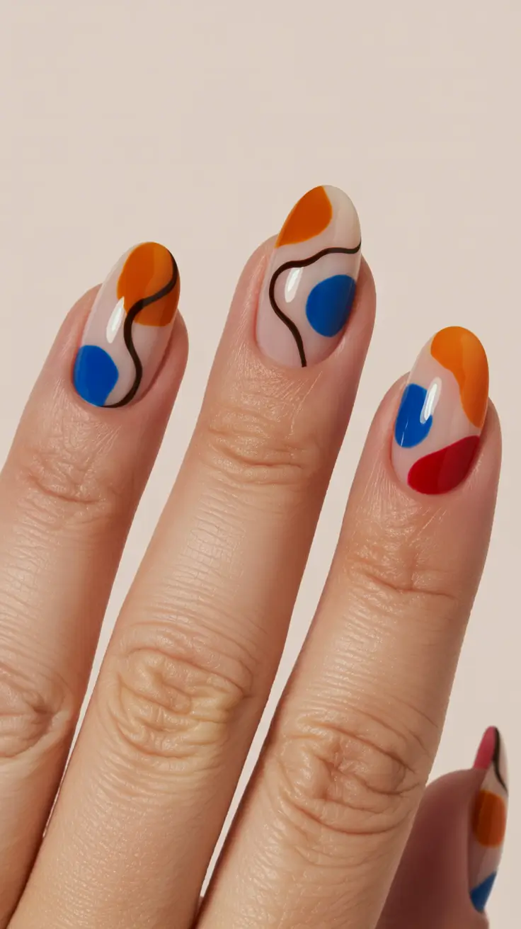 Color Block Nail Ideas for Fall 2025 Abstract Autumn Curves