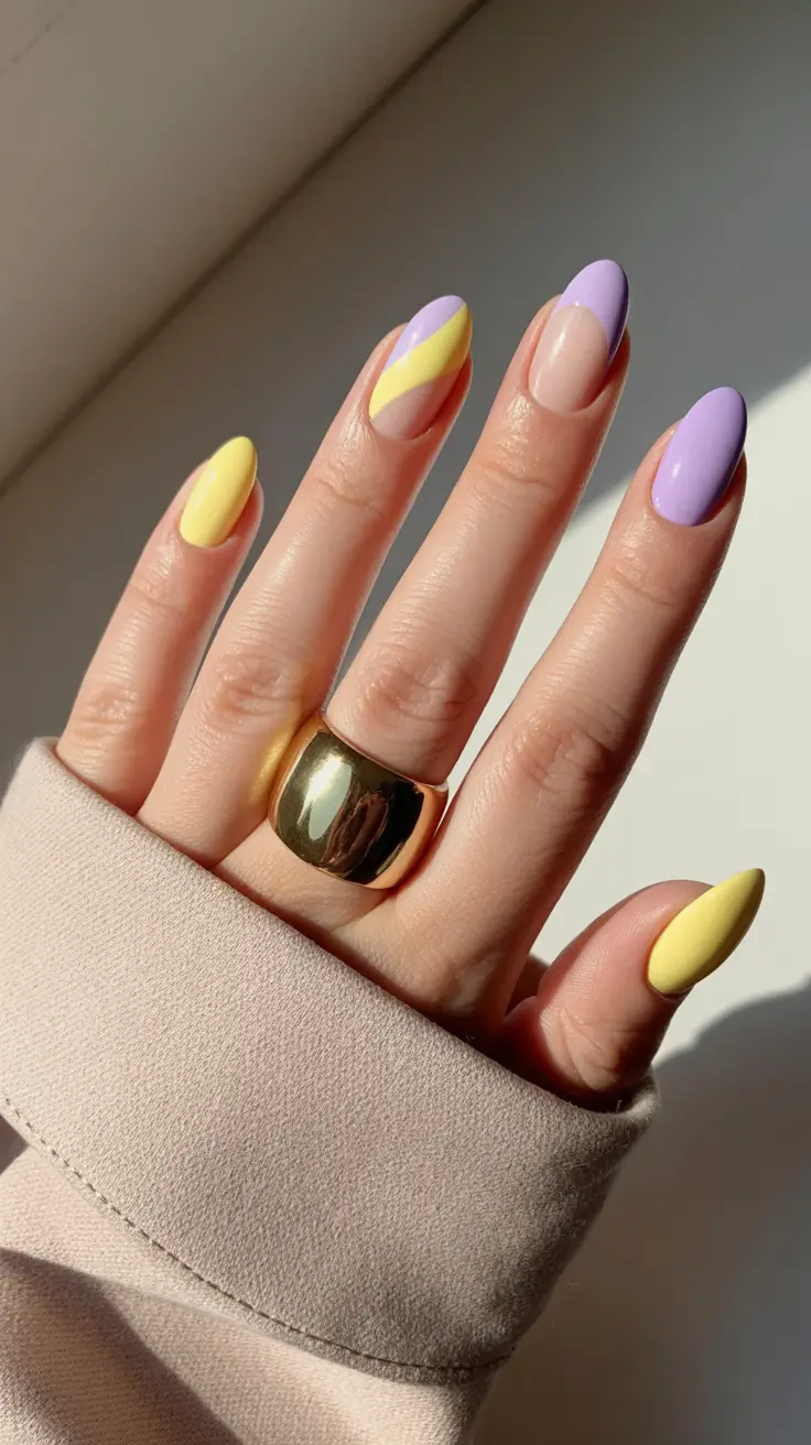 Color Block Nail Ideas for Fall 2025 Soft Pastel Blocks for Fall Transition