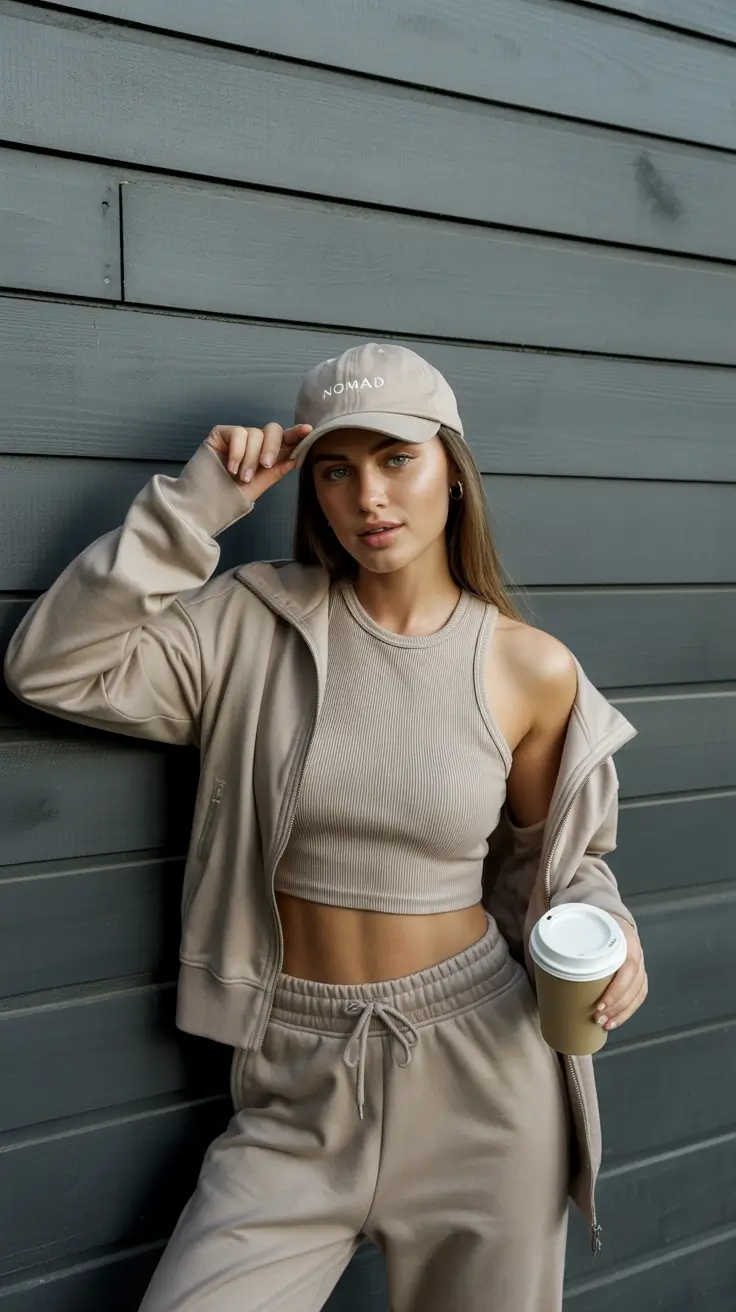 casual winter outfits 2025-2026 Neutral Athleisure for the Minimalist Girl Era