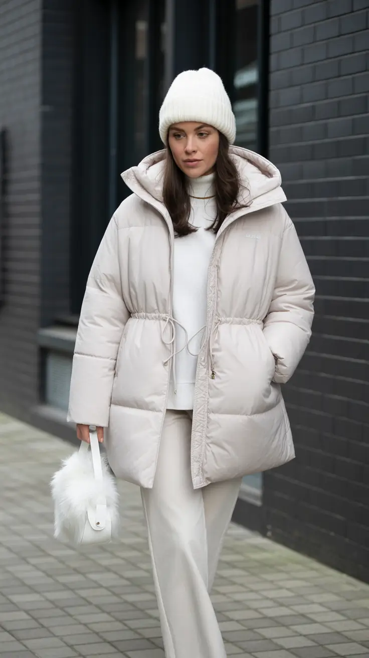 casual winter outfits 2025-2026 Puffer Luxe with Lounge Essentials