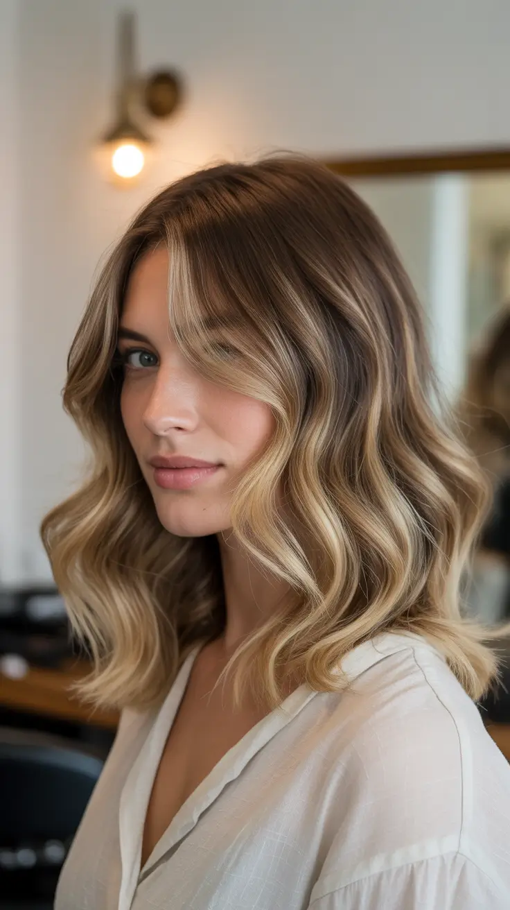 cute winter haircuts 2025-2026 Medium Wavy Hair with Soft Balayage