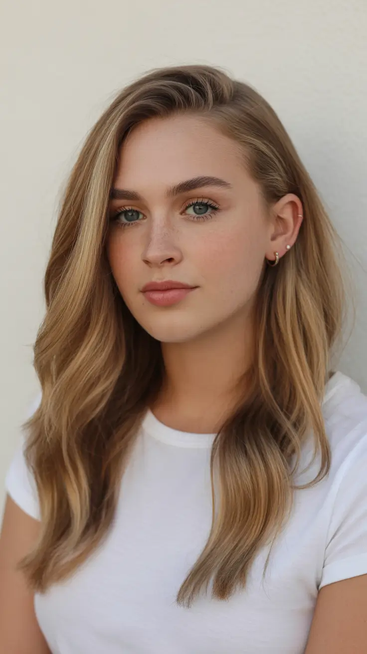 cute winter haircuts 2025-2026 Golden Blonde Medium Hair with Side Part