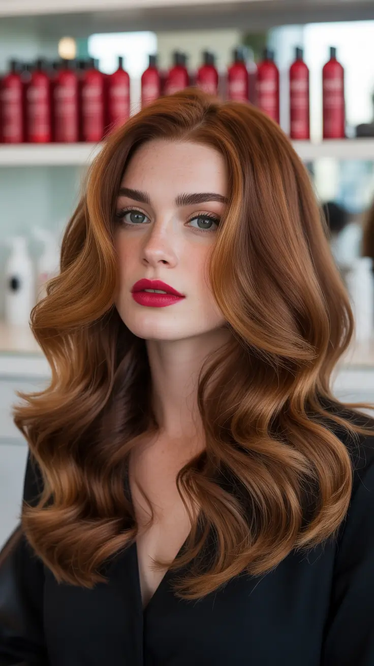 cute winter haircuts 2025-2026 Glossy Copper Waves