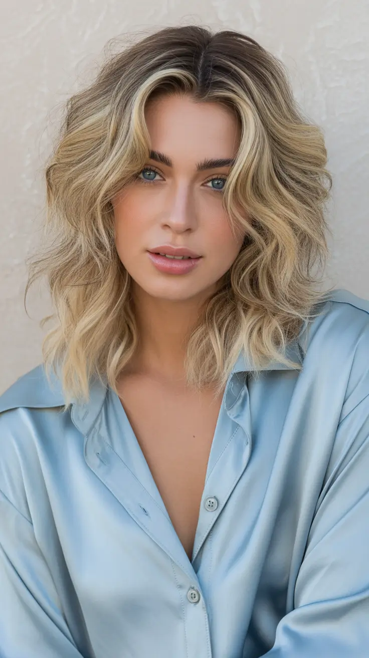 cute winter haircuts 2025-2026 Blonde Shaggy Waves