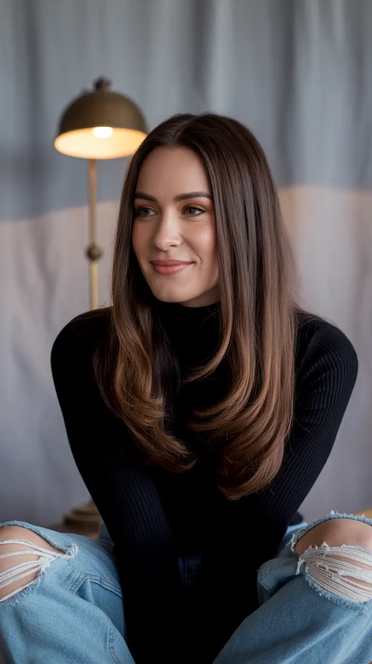cute winter haircuts 2025-2026 Long Straight Hair with Subtle Layers