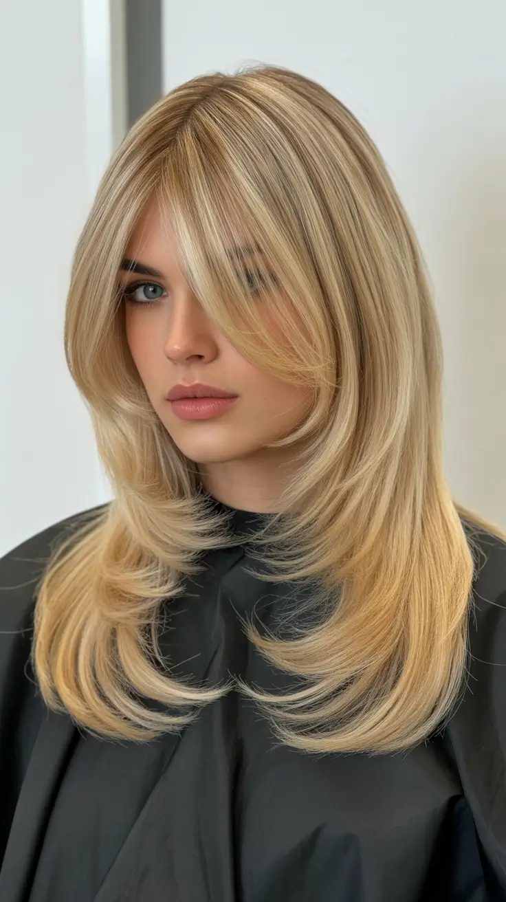 cute winter haircuts 2025-2026 Layered Blonde with Face-Framing Movement