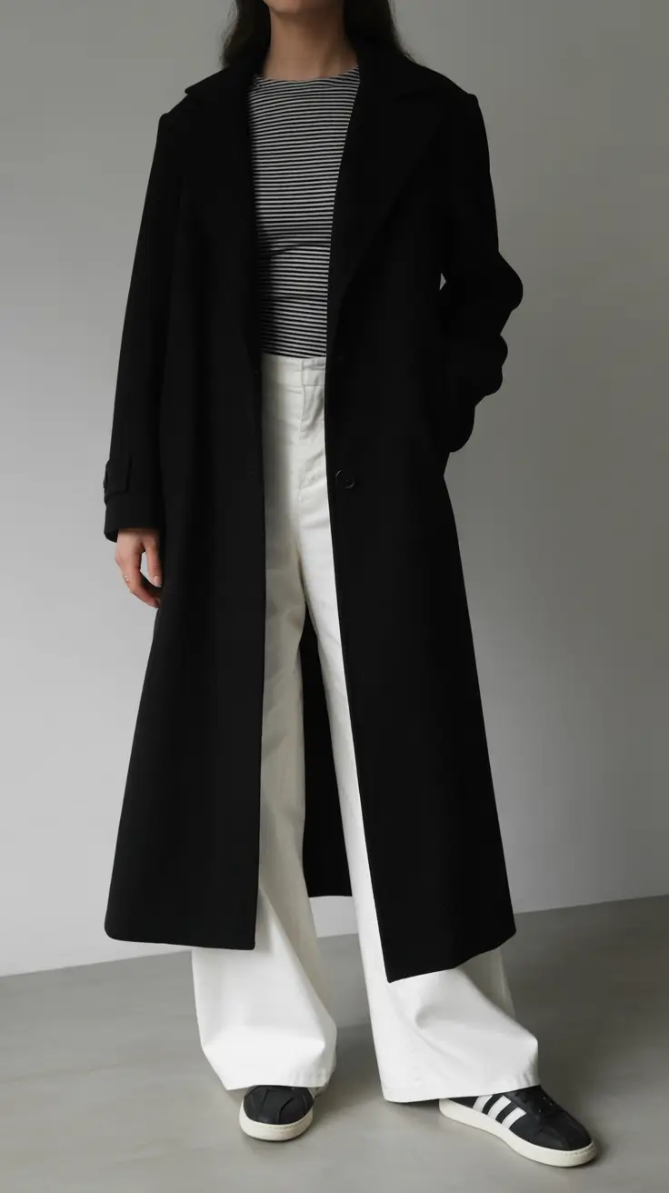 cute winter outfits 2025-2026 Minimalist Black and White