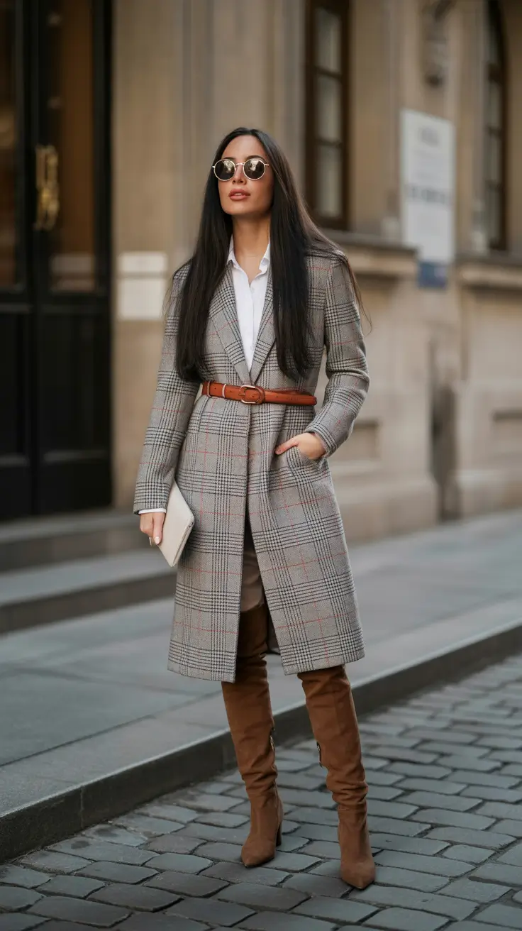 cute winter outfits 2025-2026 Classic Plaid Elegance