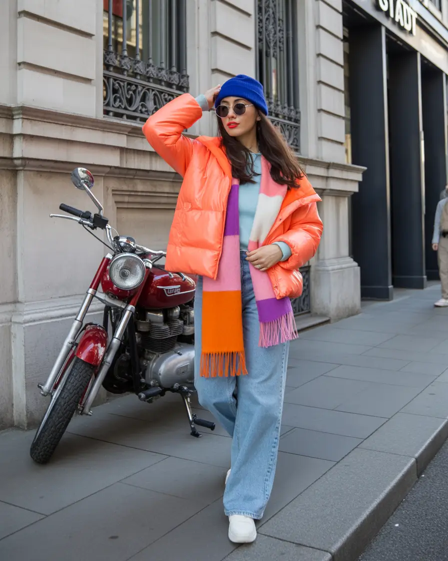 early winter outfits 2025 Street Style Color Clash