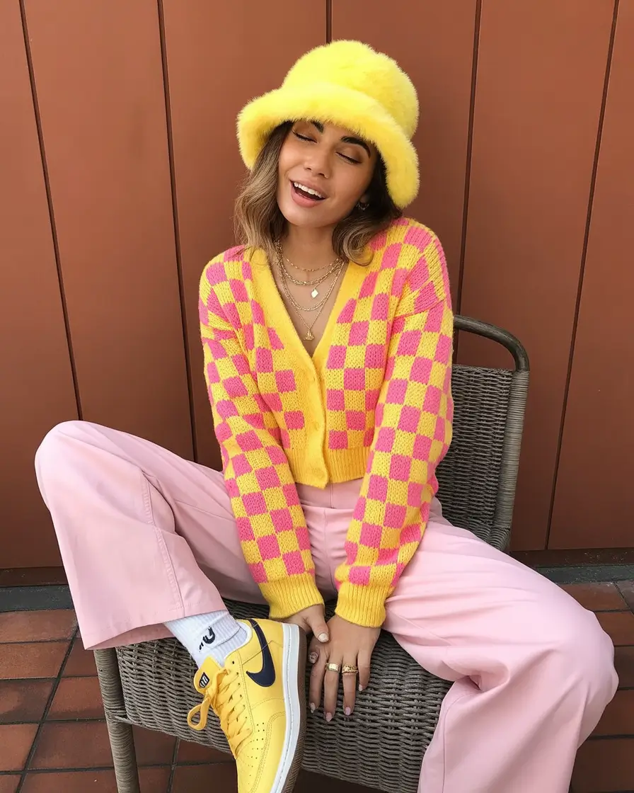 early winter outfits 2025 Checkerboard Sunshine