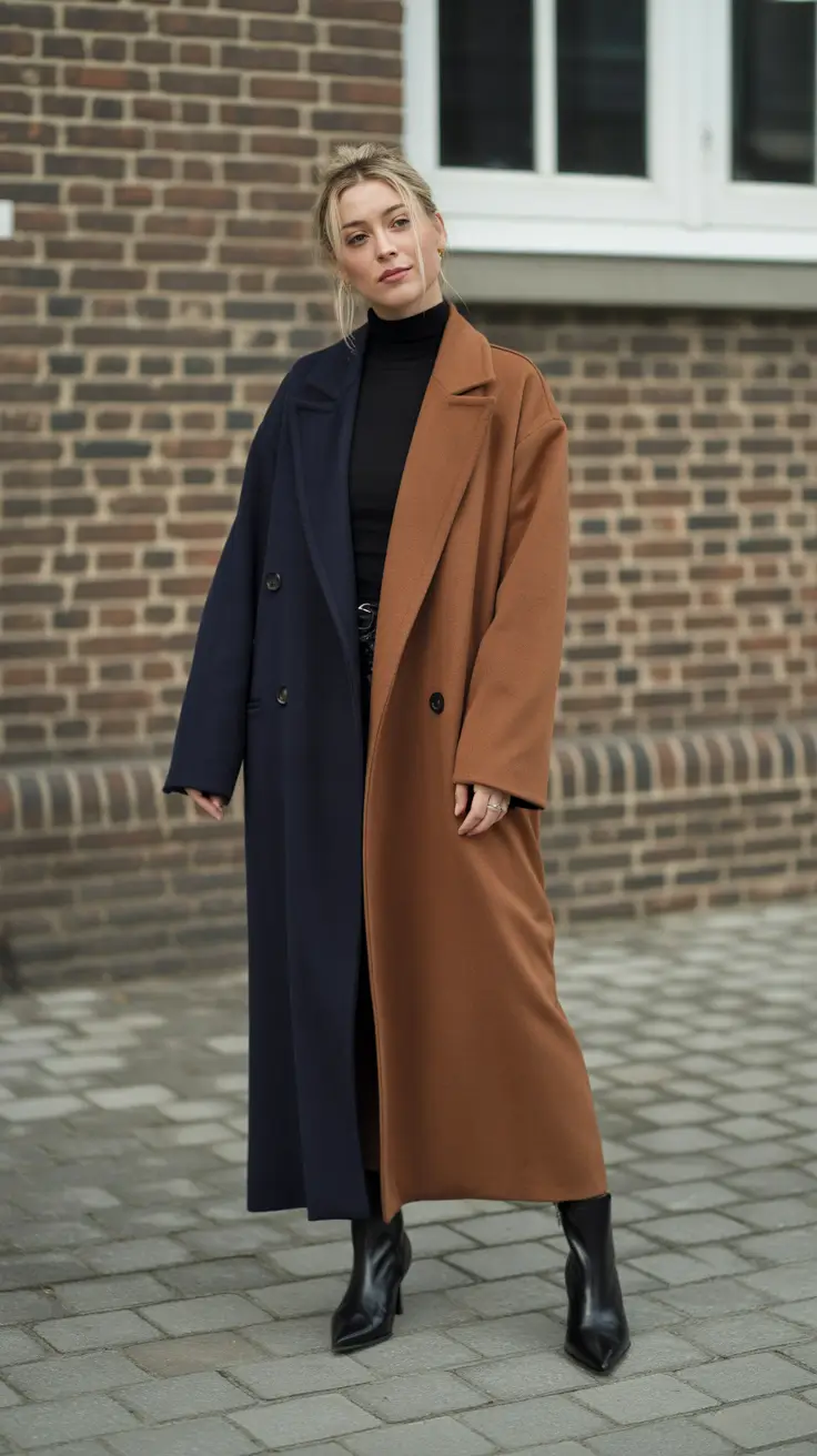 Elegant classy outfit for winter 2025-2026 Two-Tone Tailored Drama