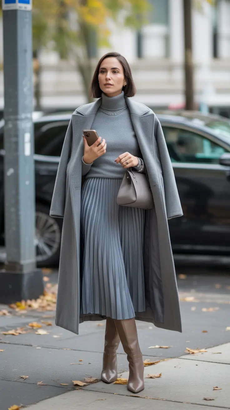 classy winter outfits 2025-2026 Monochrome Grey Grace