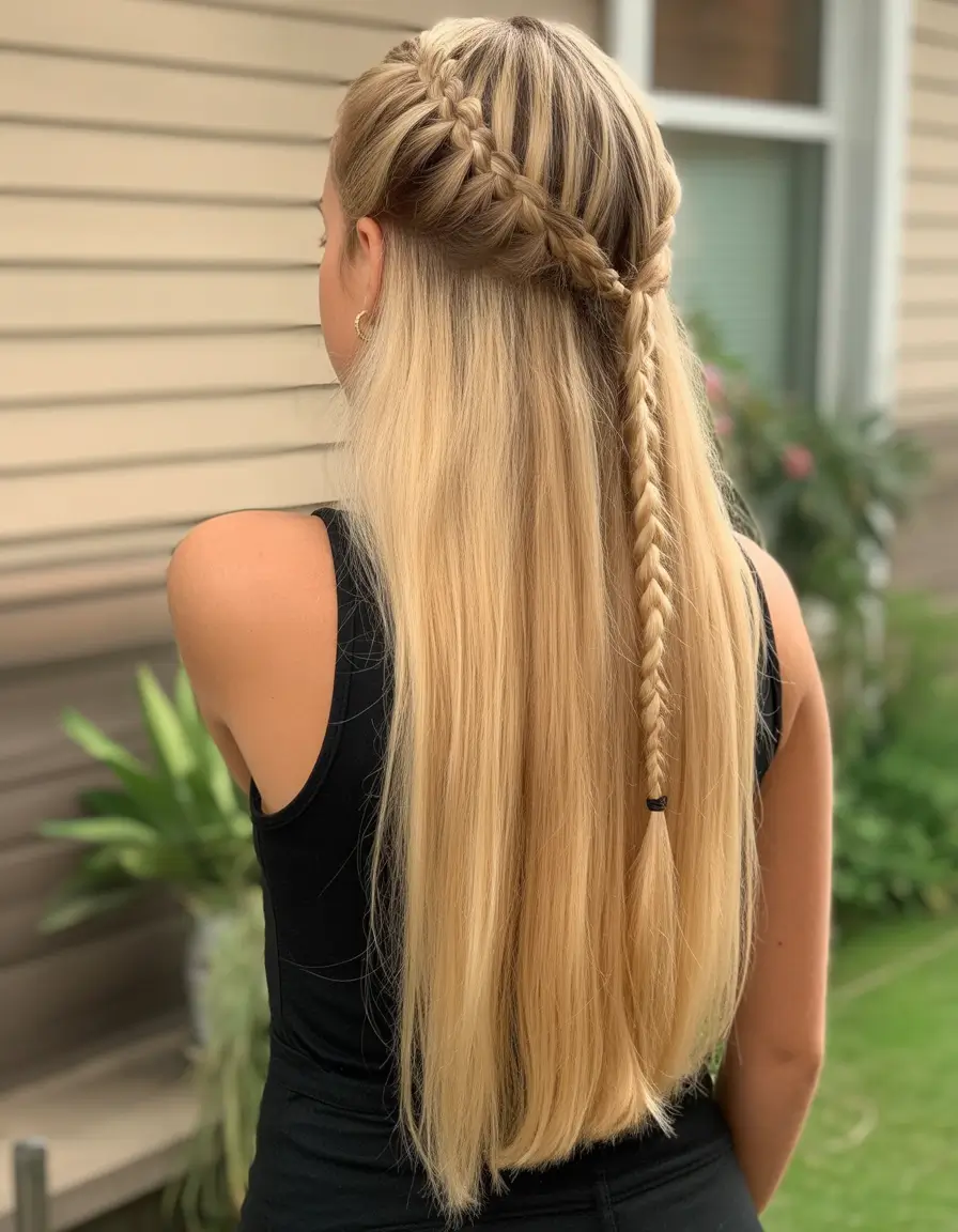 Fall braids hairstyle 2025 Diagonal Crown Fishtail for Golden Lengths