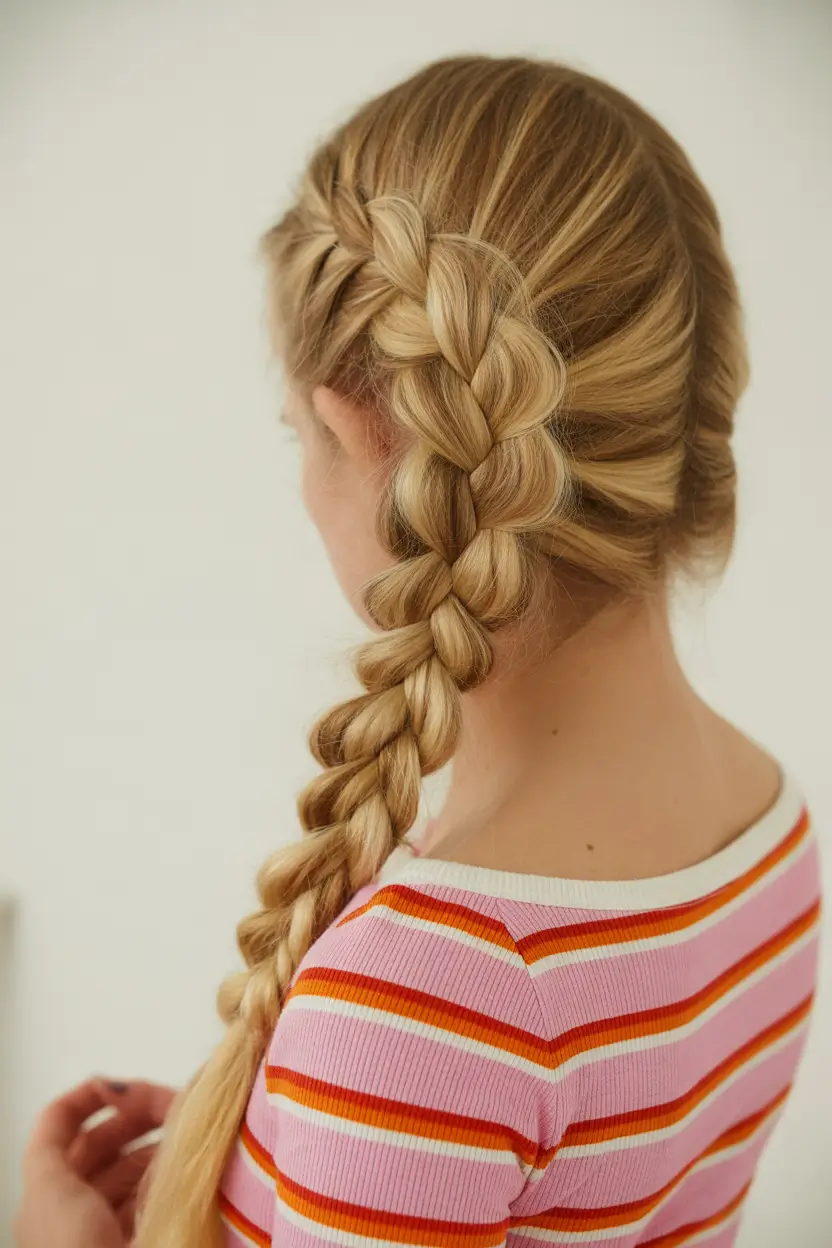 Fall braids hairstyle 2025 Side Dutch Braid with Retro Gym Vibes