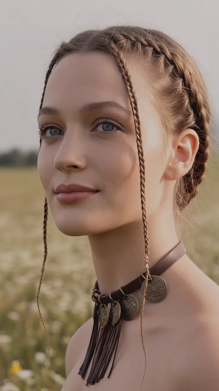 Fall braids hairstyle 2025 Romantic Braided Crown with Loose Waves