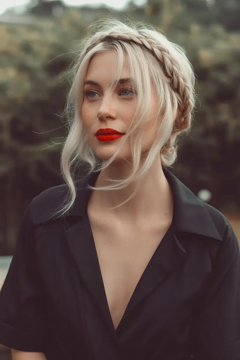 Fall braids hairstyle 2025 Twisted Halo with Loose Texture