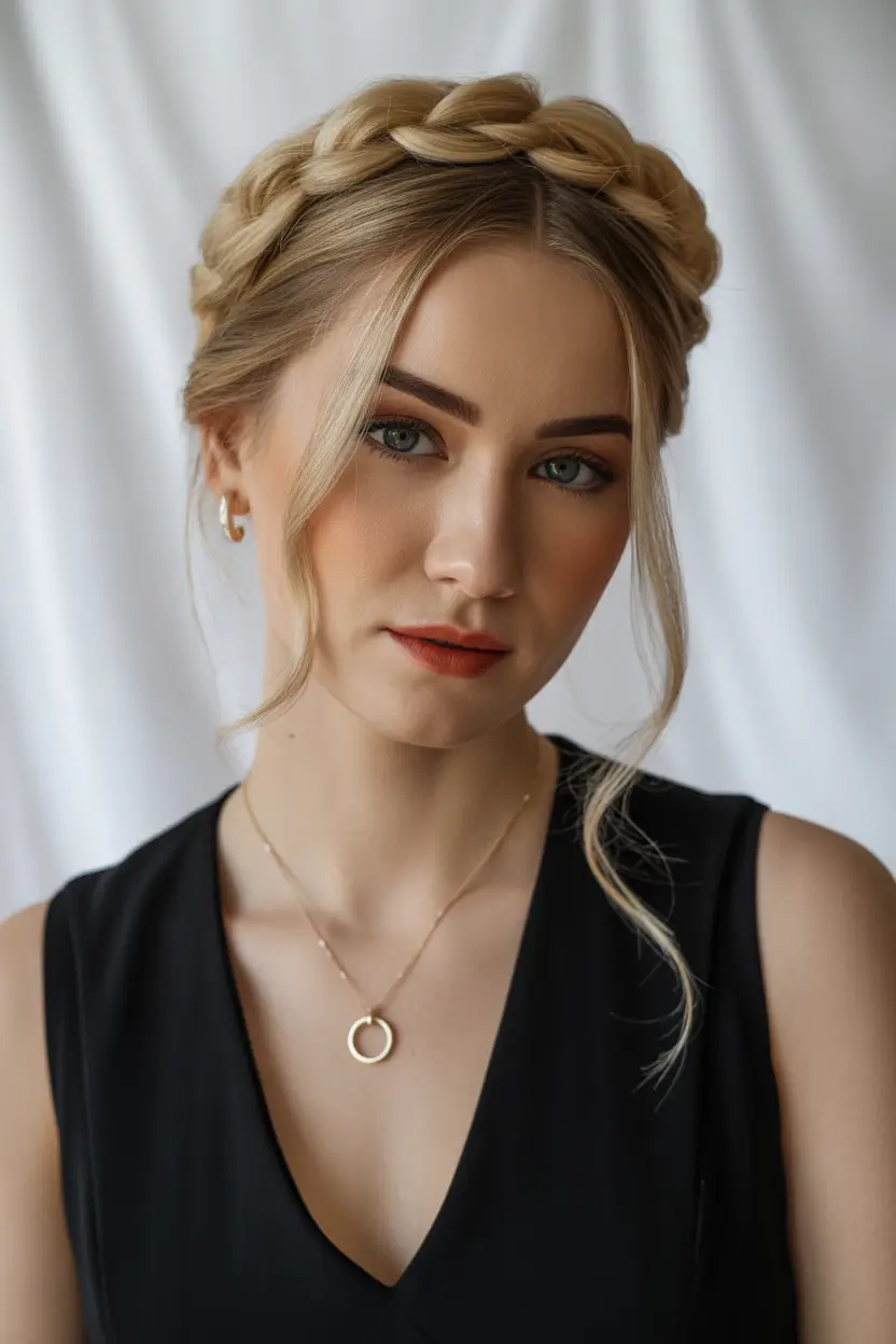 Fall braids hairstyle 2025 Bohemian Milkmaid Braid with a Modern Part