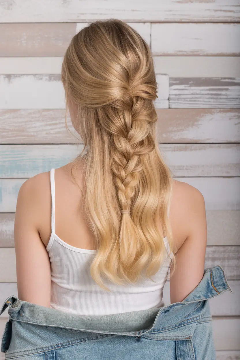 Fall braids hairstyle 2025 Soft Half-Up Dutch Braid
