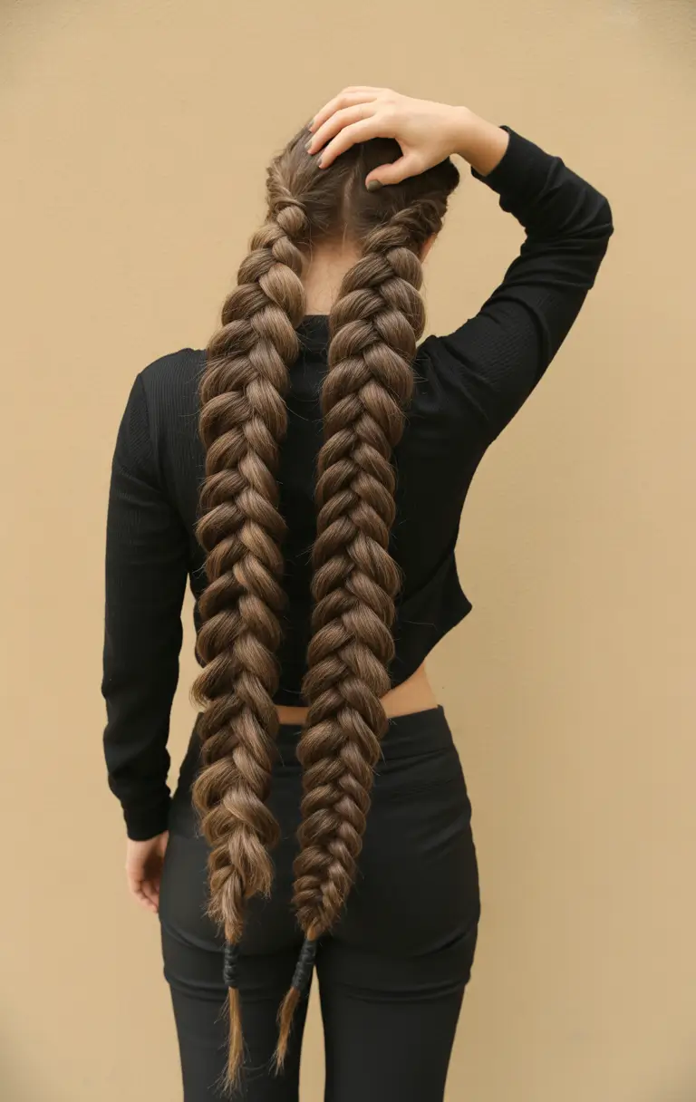Fall braids hairstyle 2025 Thick Dutch Twin Braids