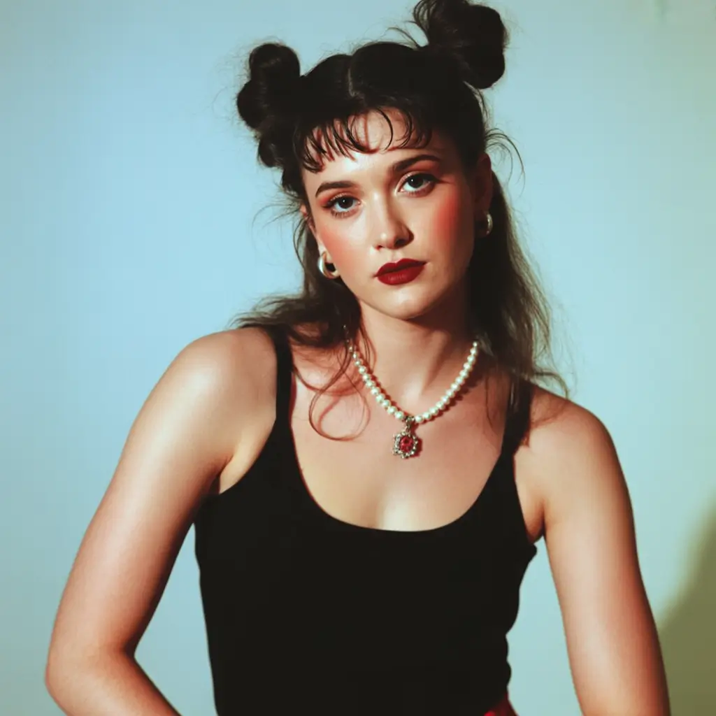 Fall hairstyle for long hairs French-Inspired Buns with Baby Bangs