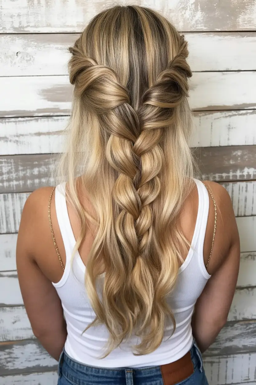 Fall hairstyle for long hairs Romantic Twisted Crown Braid