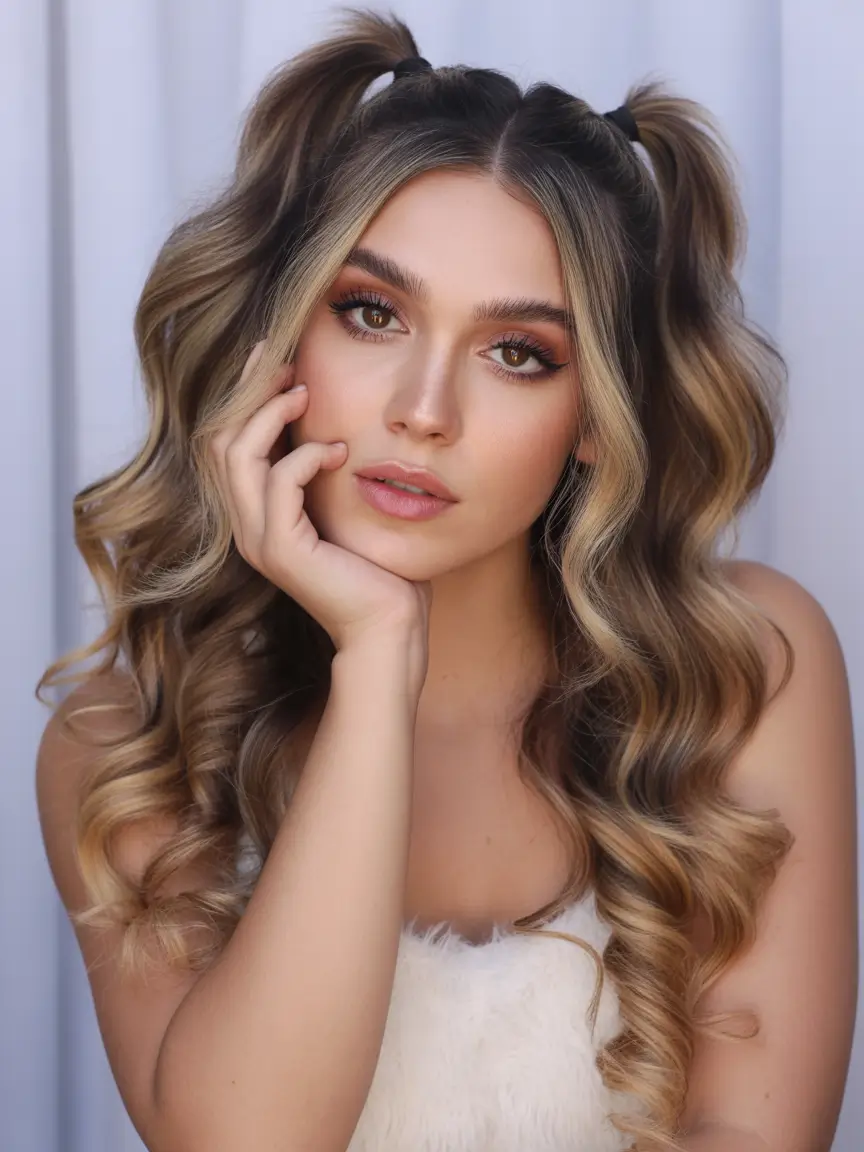 Fall hairstyle for long hairs Voluminous Soft Ponytails