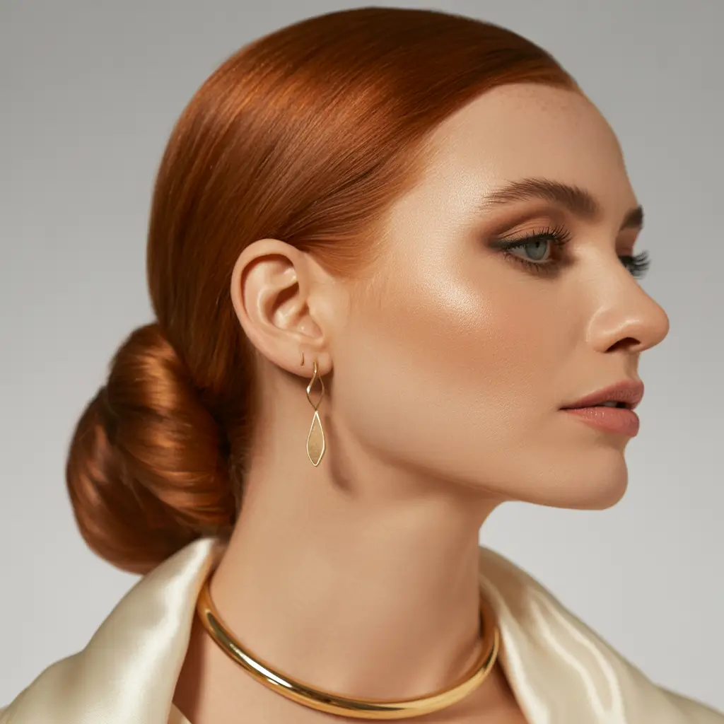 Fall hairstyle for medium hair 2025 Sleek Side-Part Low Chignon