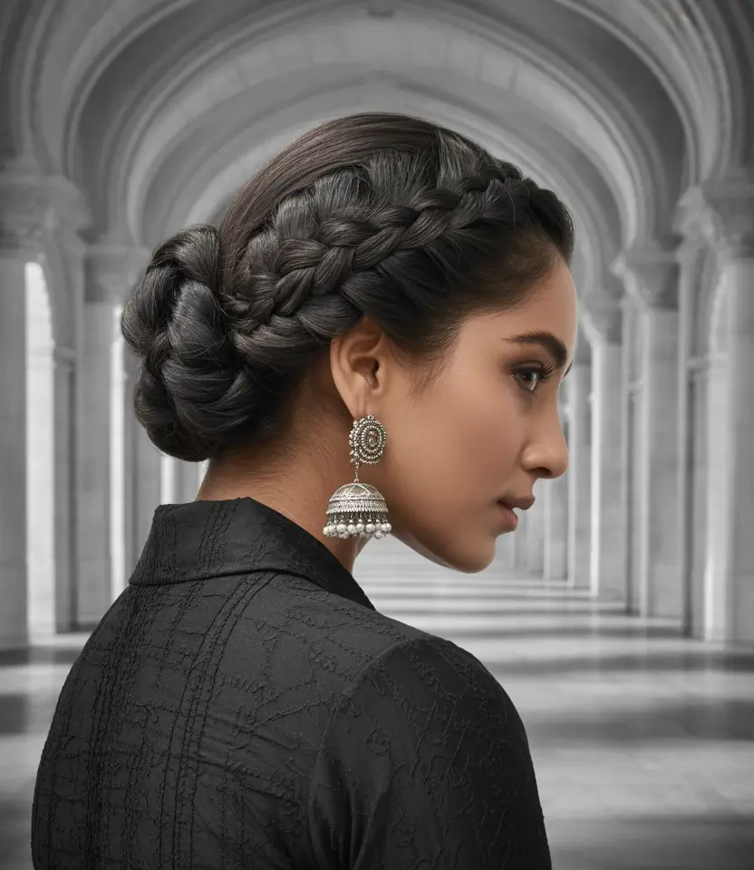 Fall hairstyle for medium hair 2025 Side Braided Bun with Classic Detail
