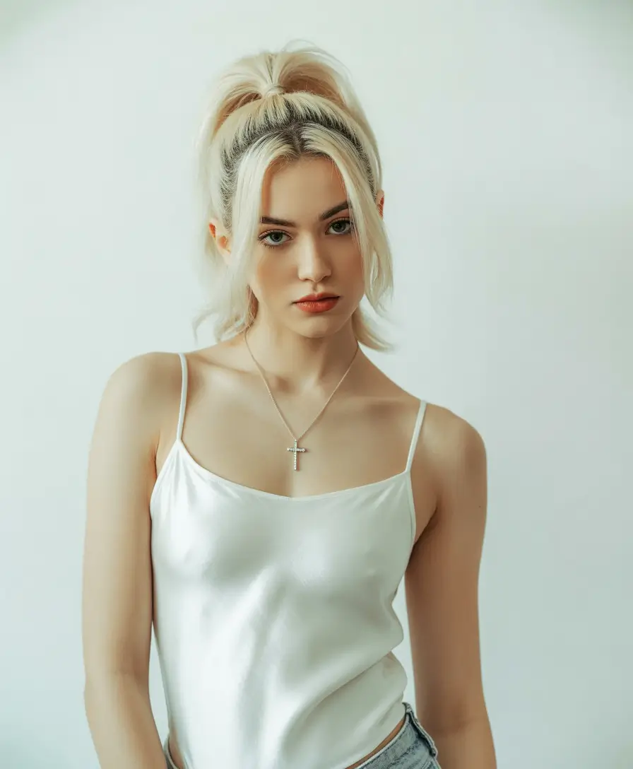 Fall hairstyle for medium hair 2025 High Blonde Ponytail