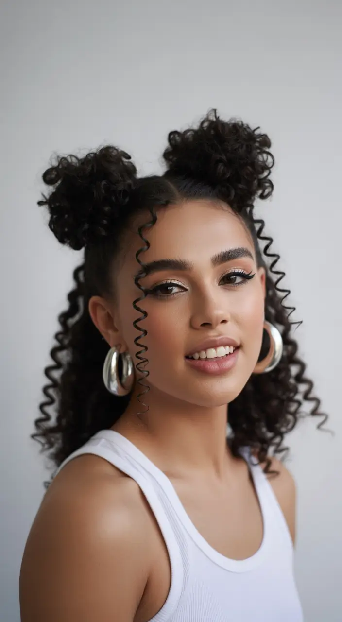 Fall hairstyle for medium hair 2025 Curly Space Buns