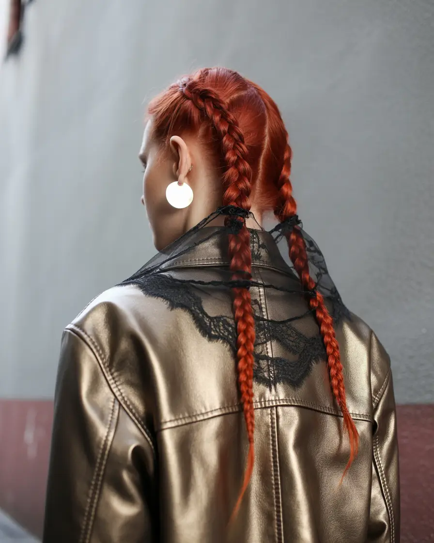 Fall hairstyle for medium hair 2025 Slicked Double Dutch Braids