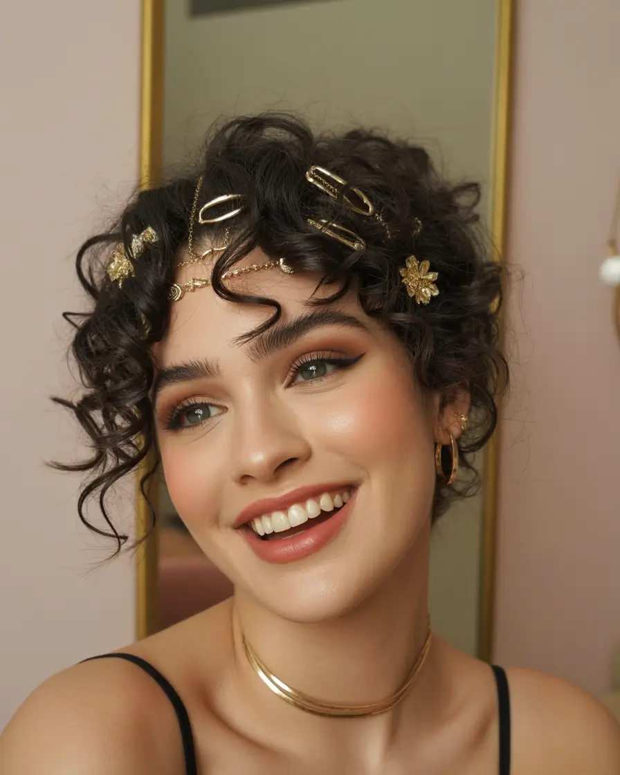 Fall hairstyle for medium hair 2025 Golden Clip Art Deco Curls