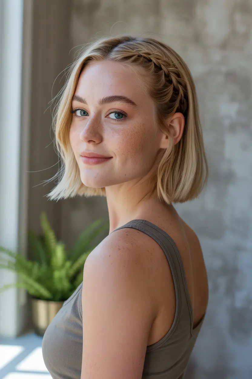 Fall hairstyle short hair 2025 Braided Crown Bob