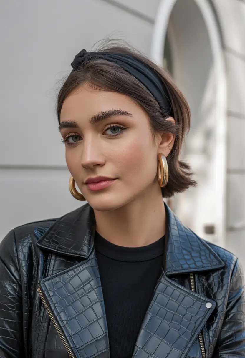 Fall hairstyle short hair 2025 Polished Bob with Headband