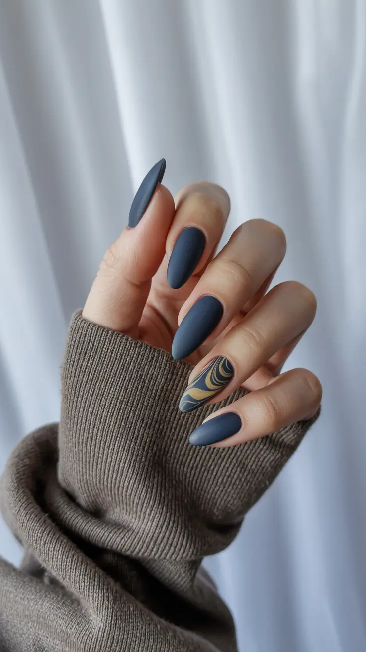 fall into winter 2025 nail ideas Smoky Marble Waves